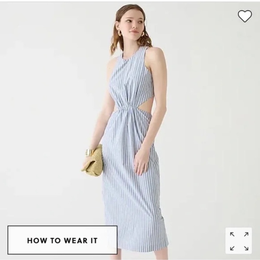 NWT‎ J. Crew Collection Twist-back midi dress in stripe size 8